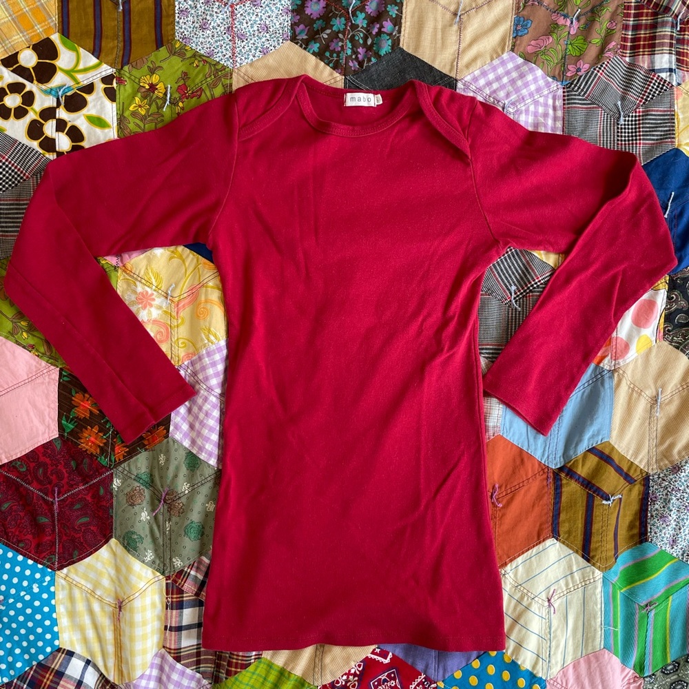 Mabo Kids organic cotton lap tee, long sleeve, scarlet, 10/11 red shirt